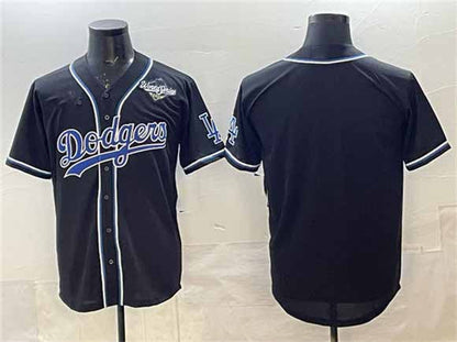 Los Angeles Dodgers Blank Black Fashion 2025 World Series Cool Base Stitched Baseball Jersey - Main View