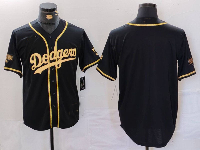 Los Angeles Dodgers Blank Black Gold World Series Champions Cool Base Stitched Baseball Jerseys - Main View