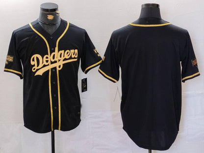 Los Angeles Dodgers Blank Black Gold World Series Champions Cool Base Stitched Baseball Jerseys - Main View