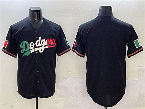 Los Angeles Dodgers Blank Black Mexico Flag Limited Stitched Baseball Jersey - Main View