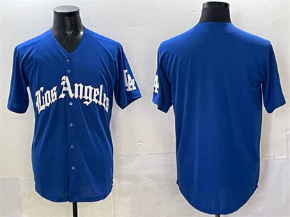Los Angeles Dodgers Blank Blue 2025 LA Gothic Style With Fernando Patch Vapor Premier Limited Stitched Baseball Jersey - Main View