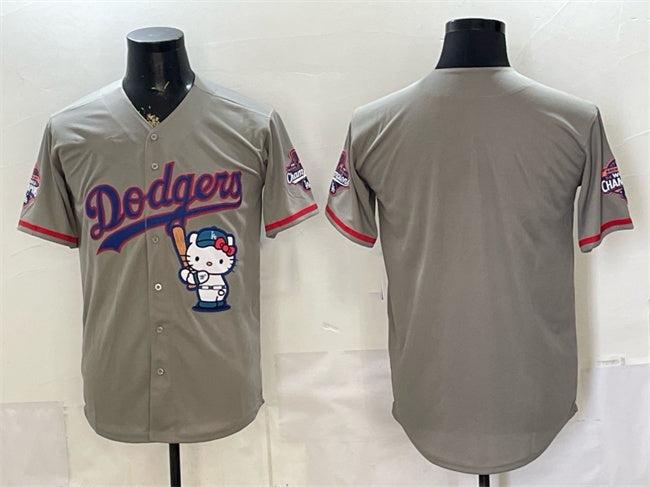 Los Angeles Dodgers Blank Grey Hello Kitty Night 2025 World Series Champions Patch Stitched Jersey - Main View