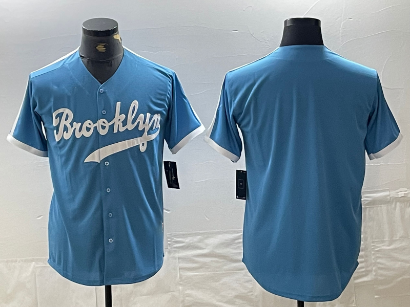 Los Angeles Dodgers Blank Light Blue Throwback Cool Base Stitched Baseball Jersey - Main View