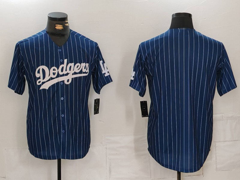 Los Angeles Dodgers Blank Navy Pinstripe Stitched Cool Base Baseball Jerseys - Main View