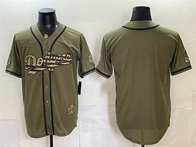 Los Angeles Dodgers Blank Olive 2026 Armed Forces Day Stitched Jersey - Main View