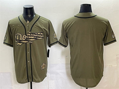 Los Angeles Dodgers Blank Olive 2026 Armed Forces Day Stitched Jersey - Main View