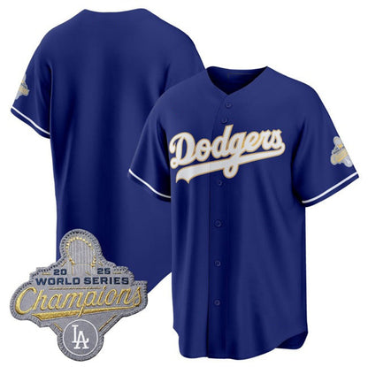Los Angeles Dodgers Blank Royal 2026 Alternate Gold Collection Stadium Stitched Baseball Jersey - Main View