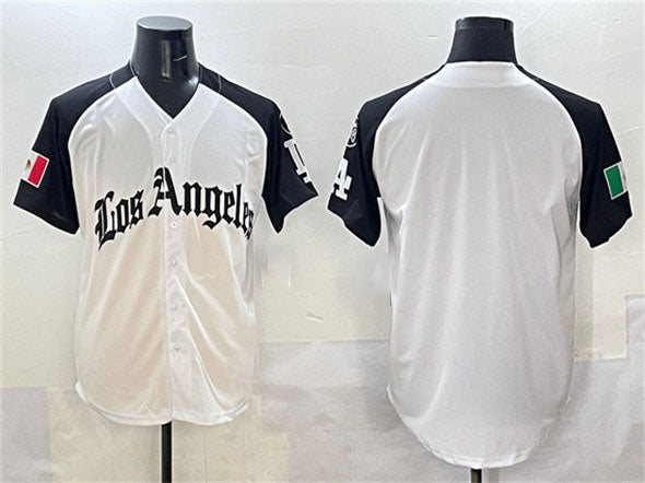 Los Angeles Dodgers Blank Team Big Logo White Black Mexico 2025 LA Gothic Style With Fernando Patch Vapor Premier Limited Stitched Baseball Jersey - Main View