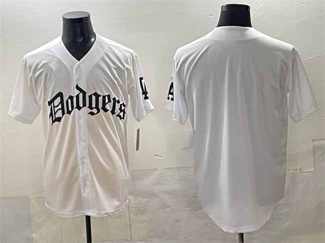 Los Angeles Dodgers Blank White 2025 LA Gothic Style Vapor Premier Limited Stitched Baseball Jersey - Main View