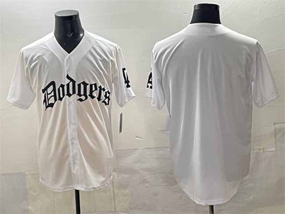 Los Angeles Dodgers Blank White 2025 LA Gothic Style Vapor Premier Limited Stitched Baseball Jersey - Main View