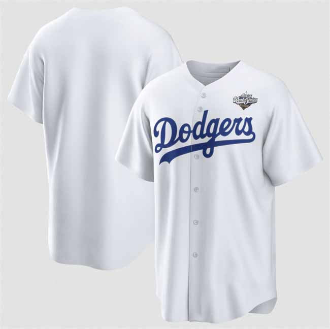 Los Angeles Dodgers Blank White 2025 World Series Home Cool Base Stitched Baseball Jersey - Main View
