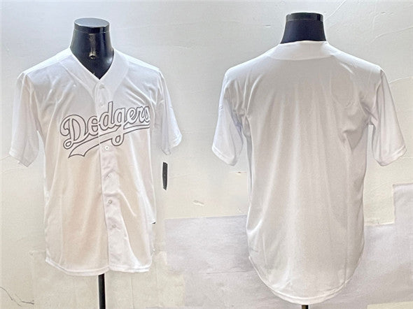 Los Angeles Dodgers Blank White Cool Base Stitched Baseball Jersey - Main View