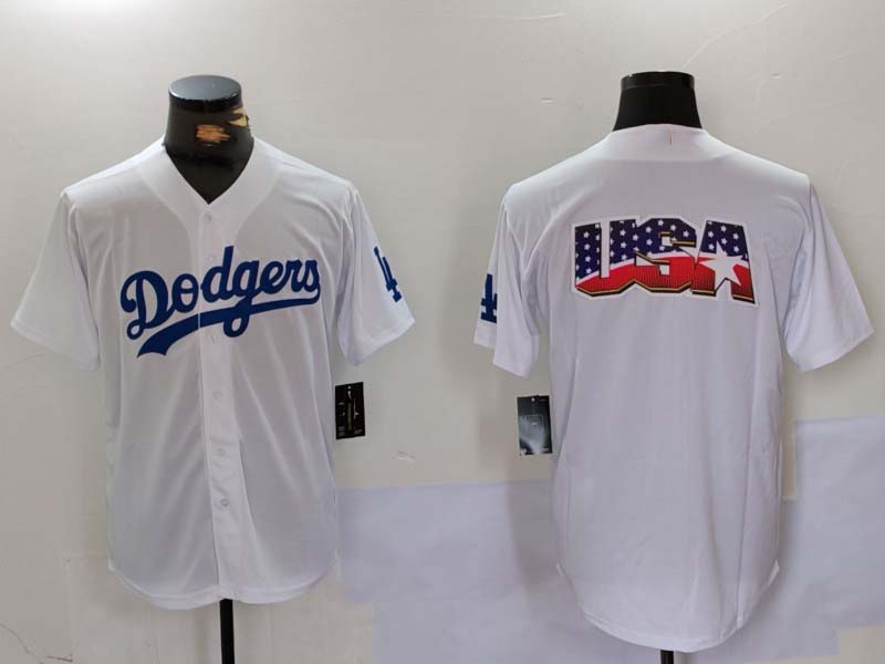 Los Angeles Dodgers Blank White Cool Base Stitched Baseball Jerseys - Main View