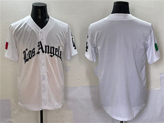Los Angeles Dodgers Blank White Mexico 2025 LA Gothic Style With Fernando Patch Vapor Premier Limited Stitched Baseball Jersey - Main View