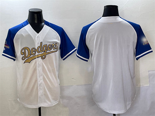 Los Angeles Dodgers Blank White Royal Gold 2024 World Series Champions Vapor Limited Stitched Baseball Jersey - Main View