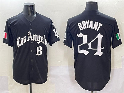 Los Angeles Dodgers Front #8 Back #24 Kobe Bryant Black Mexico 2025 LA Gothic Style With Fernando Patch Vapor Premier Limited Stitched Baseball Jersey - Main View
