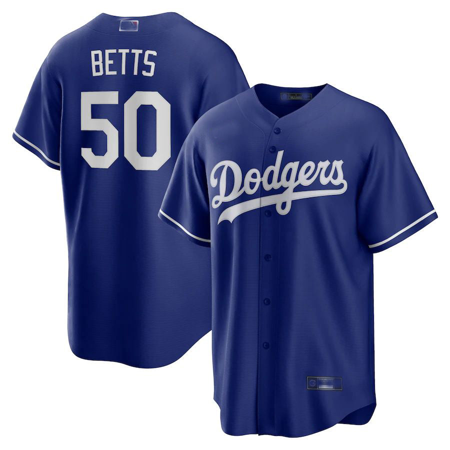 Los Angeles Dodgers # 50 Mookie Betts Royal Alternate Replica Player Name Jersey Baseball Jerseys - Main View