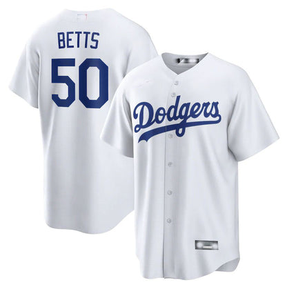 Los Angeles Dodgers # 50 Mookie Betts White Home Replica Player Name Jersey Baseball Jerseys - Main View