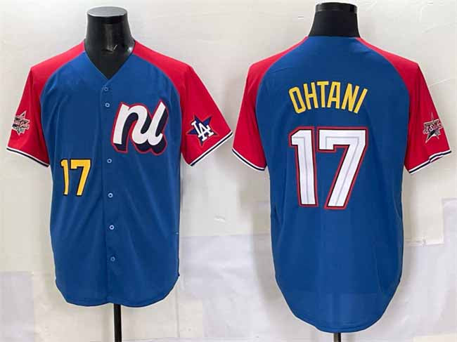 Los Angeles Dodgers National League #17 Shohei Ohtani Blue Red Alternate 2025 All-Star Edition Limited Stitched Baseball Jersey - Main View