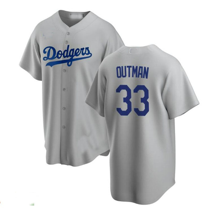 Los Angeles Dodgers #33 James Outman Gray Alternate Replica Jersey Baseball Jerseys - Main View