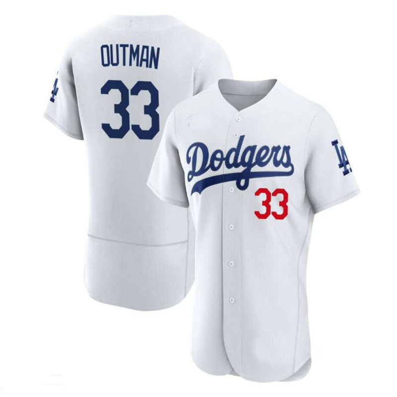Los Angeles Dodgers #33 James Outman White Home Authentic Patch Jersey Baseball Jerseys - Main View