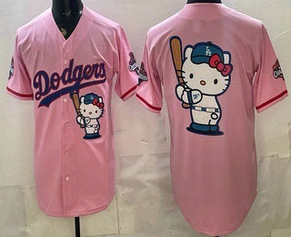 Los Angeles Dodgers Pink Hello Kitty Big Logo 2025 World Series Champions Limited Jersey - Main View