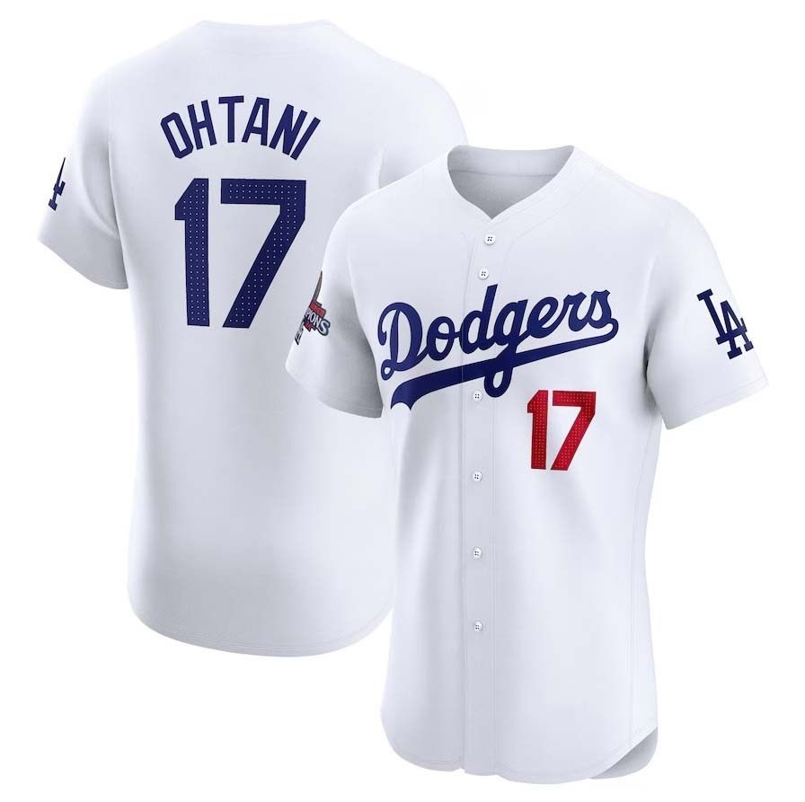 Los Angeles Dodgers #17 Shohei Ohtani White 2024 World Series Champions Home Elite Player Stitched Baseball Jersey - Main View