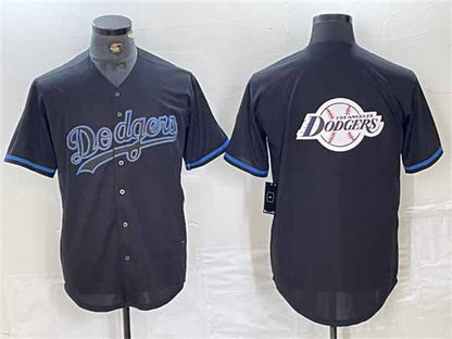 Los Angeles Dodgers Team Big Logo Black Fashion Stitched Baseball Jersey - Main View