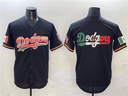 Los Angeles Dodgers Team Big Logo Black Mexico Limited Stitched Baseball Jersey - Main View