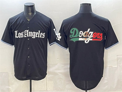 Los Angeles Dodgers Team Big Logo Black 'Gothic Edition' Vapor Premier Limited Stitched Baseball Jersey - Main View