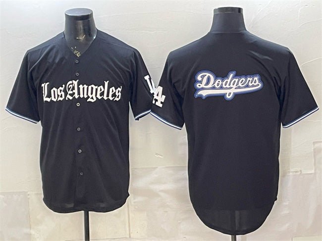 Los Angeles Dodgers Team Big Logo Black 'Gothic Edition' Vapor Premier Limited Stitched Baseball Jersey - Main View