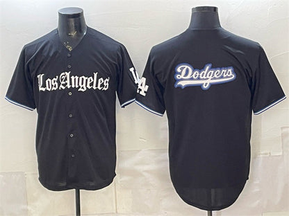 Los Angeles Dodgers Team Big Logo Black 'Gothic Edition' Vapor Premier Limited Stitched Baseball Jersey - Main View