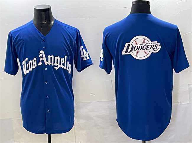 Los Angeles Dodgers Team Big Logo Blue 2025 LA Gothic Style With Fernando Patch Vapor Premier Limited Stitched Baseball Jersey - Main View