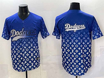 Los Angeles Dodgers Team Big Logo Blue Limited Stitched Baseball Jersey - Main View