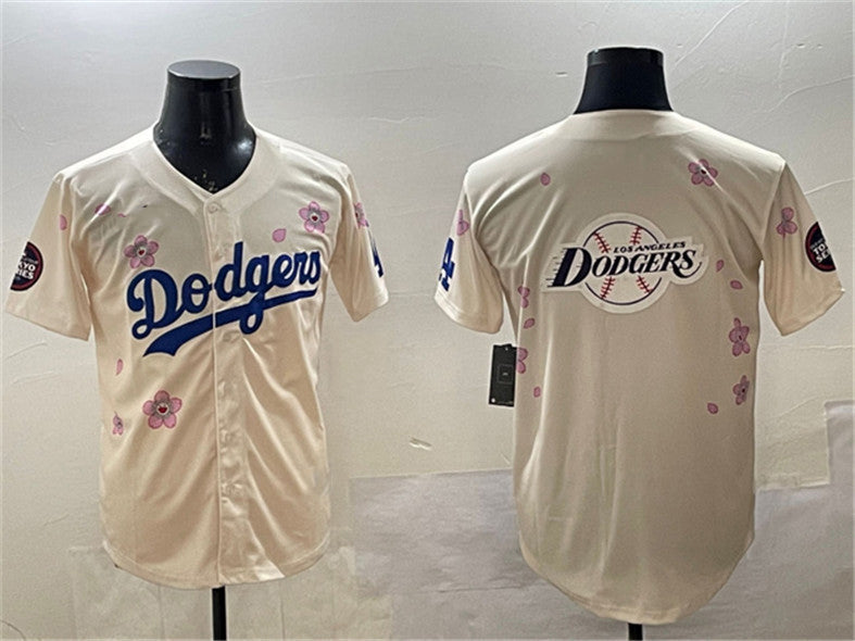 Los Angeles Dodgers Team Big Logo Cream 2025 Tokyo Series Limited Stitched Baseball Jersey - Main View