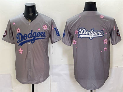 Los Angeles Dodgers Team Big Logo Grey 2025 Tokyo Series Limited Stitched Jersey - Main View