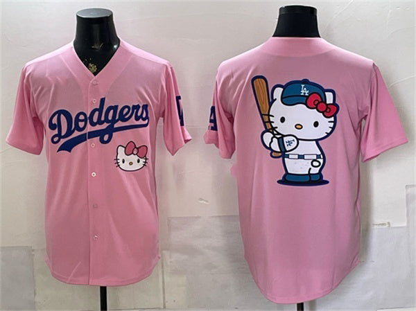 Los Angeles Dodgers Team Big Logo Pink 2025 Hello Kitty Vapor Limited Stitched Jersey - Main View
