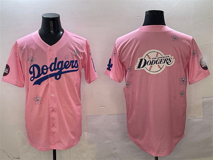 Los Angeles Dodgers Team Big Logo Pink 2025 Tokyo Series Limited Stitched Baseball Jersey - Main View
