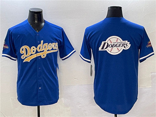 Los Angeles Dodgers Team Big Logo Royal 2025 Gold Collection Limited Stitched Baseball Jersey - Main View