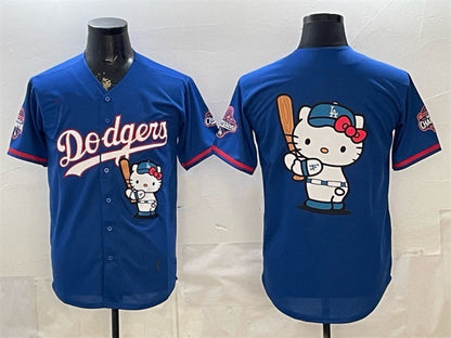 Los Angeles Dodgers Team Big Logo Royal Hello Kitty Night 2025 World Series Champions Patch Stitched Jersey - Main View
