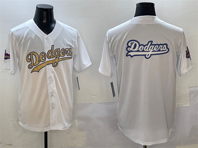 Los Angeles Dodgers Team Big Logo White 2025 Gold Collection Limited Stitched Baseball Jersey - Main View