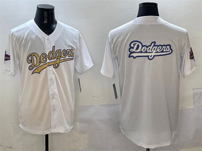 Los Angeles Dodgers Team Big Logo White 2025 Gold Collection Limited Stitched Baseball Jersey - Main View