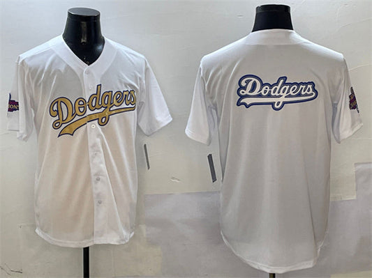 Los Angeles Dodgers Team Big Logo White 2025 Gold Collection Limited Stitched Baseball Jersey - Main View