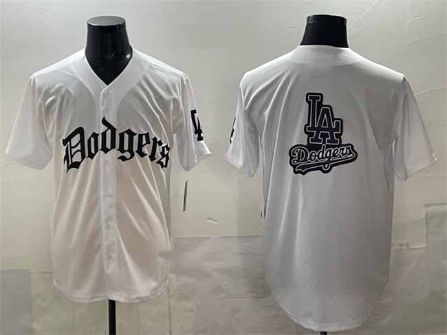 Los Angeles Dodgers Team Big Logo White 2025 LA Gothic Style Vapor Premier Limited Stitched Baseball Jersey - Main View