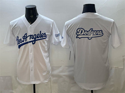 Los Angeles Dodgers Team Big Logo White Alternate Stadium Stitched Baseball Jersey - Main View