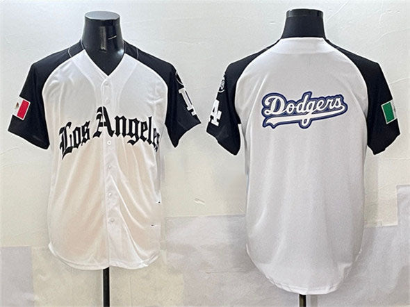 Los Angeles Dodgers Team Big Logo White Black Mexico 2025 LA Gothic Style With Fernando Patch Vapor Premier Limited Stitched Baseball Jersey - Main View
