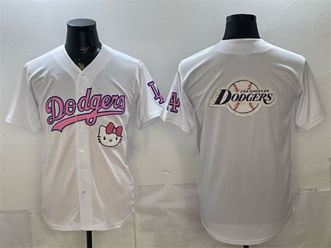 Los Angeles Dodgers Team Big Logo White Hello Kitty Night Stitched Jersey - Main View