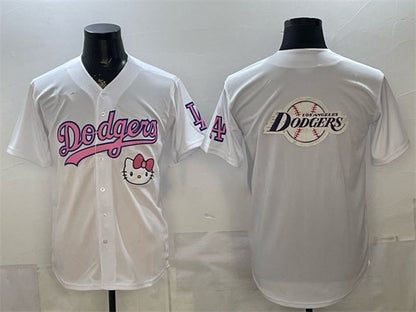 Los Angeles Dodgers Team Big Logo White Hello Kitty Night Stitched Jersey - Main View
