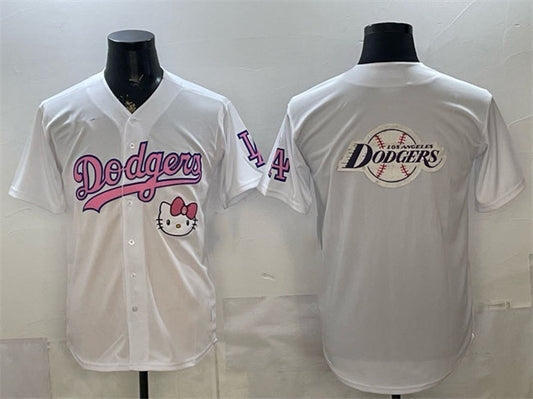 Los Angeles Dodgers Team Big Logo White Hello Kitty Night Stitched Jersey - Main View