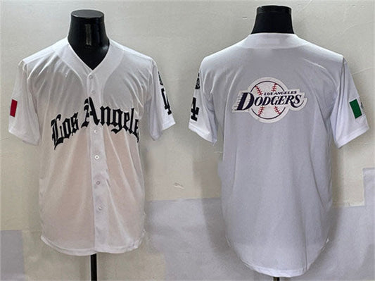 Los Angeles Dodgers Team Big Logo White Mexico 2025 LA Gothic Style With Fernando Patch Vapor Premier Limited Stitched Baseball Jersey - Main View
